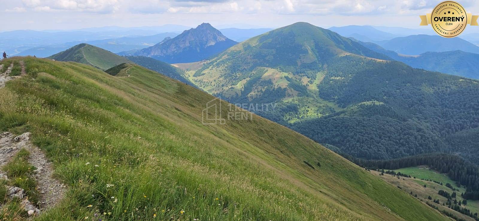 Horské vrcholy pokryté zeleňou vo Vrátnej pri Terchovej ponúkajú úchvatný výhľad na krajinu.