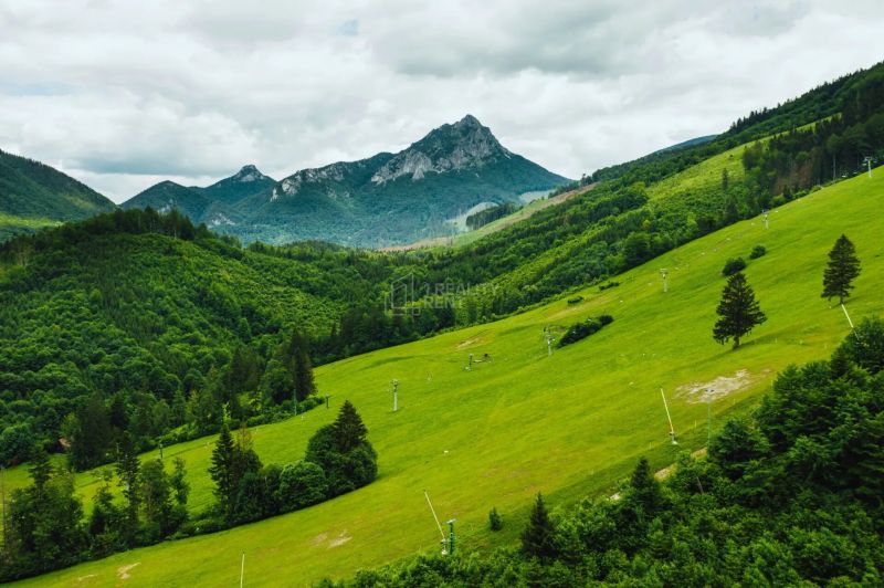 Zeleň Vrátnej a hory okolo Terchovej tvoria panorámu s lanovkou.