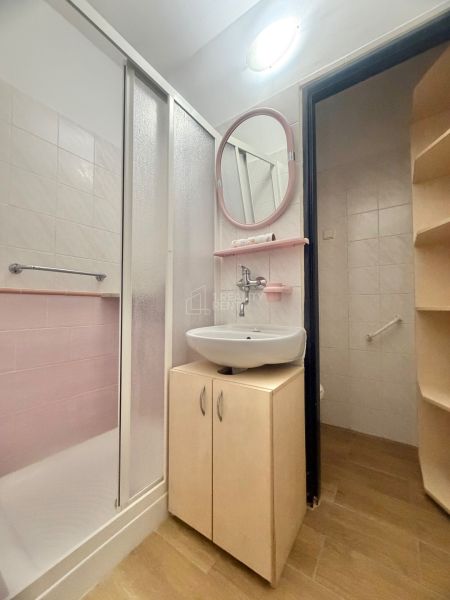 kúpeľňa so sprchovacím kútom a WC